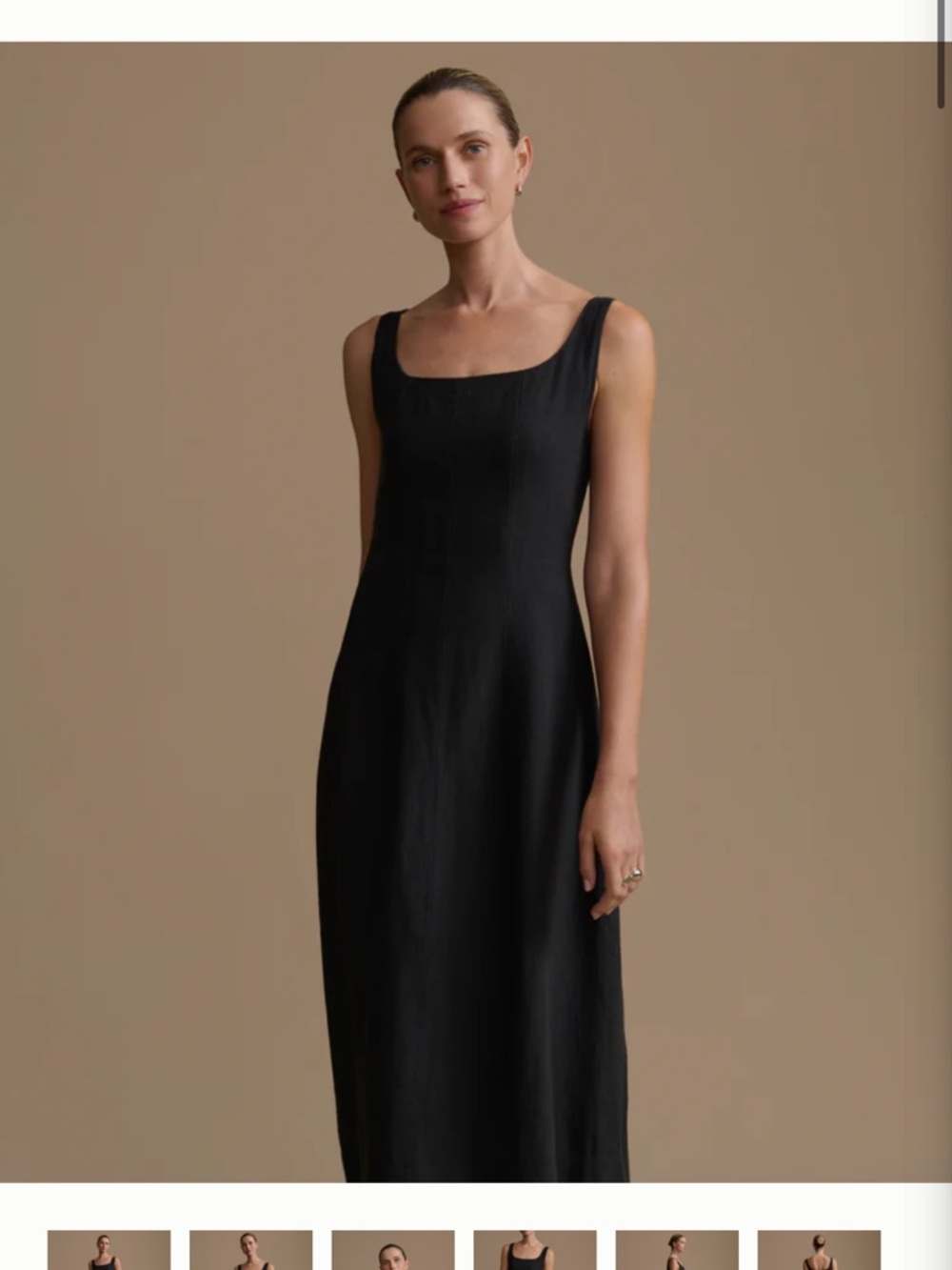 NWT Jenni Kayne Black Square-Neck Linen Maxi Dress